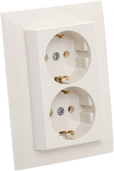 Розетка подвійна із заземленням Efapel Logus 16 А 250 В без шторок слонова кістка