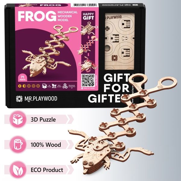 Дерев'яний 3D-конструктор Mr.Playwood Жаба механічна 10501