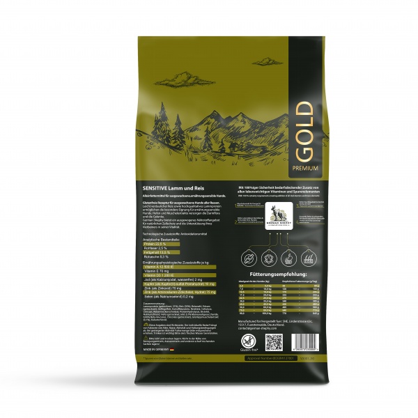 Корм сухой для всех пород German Shephy GOLD Sensitiv Lamm & Reis ягненок и рис 10 кг