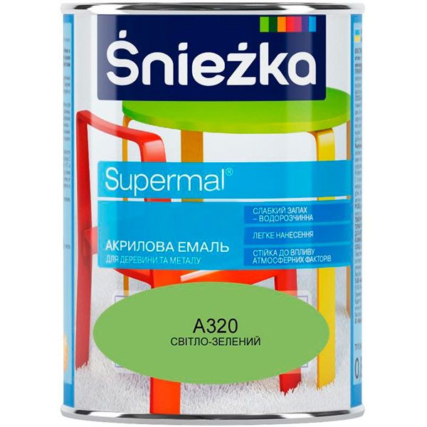 Эмаль Sniezka Супермаль светло-зеленая 0.8 л