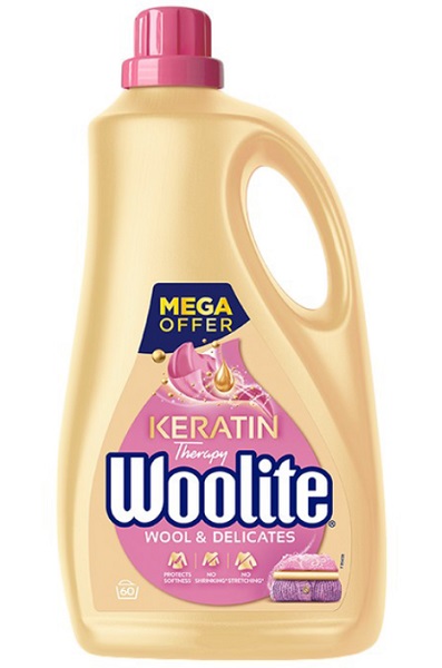 Гель для машинной и ручной стирки Woolite для шерсти и деликатных тканей с кератином 3,6 л