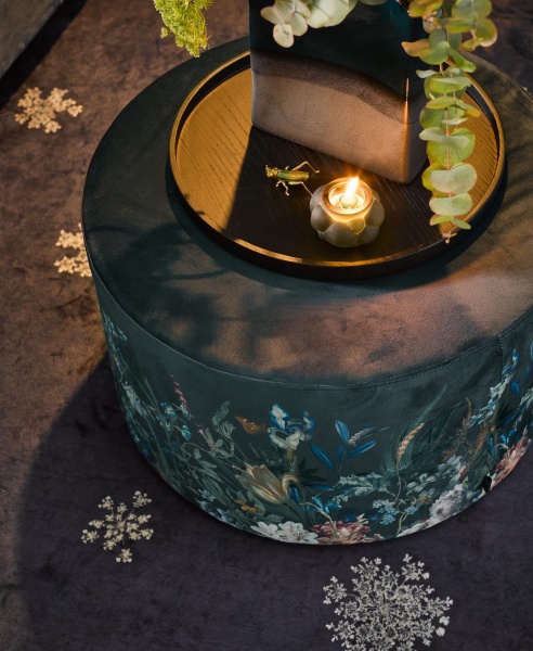 Пуф Essenza Элеонора Пионы 60х37х60 мм темно-синий 