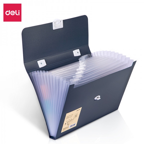 Портфель 72593 темно-синiй 13 вiдділень А4 на замку Deli 