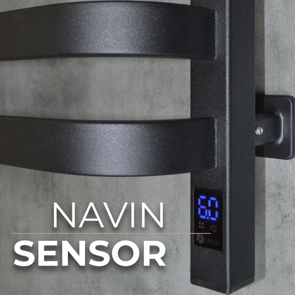 Рушникосушарка електрична NAVIN Stugna 480х1000 мм Sensor права чорний муар (12-249053-4810) 