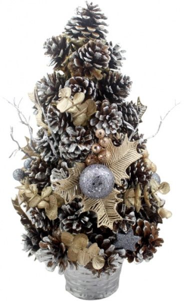 Елка декоративная украшенная 40 см коричневый 