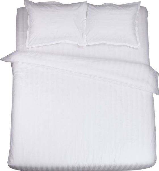 Комплект постільної білизни Страйп-сатін євро білий Domikus 