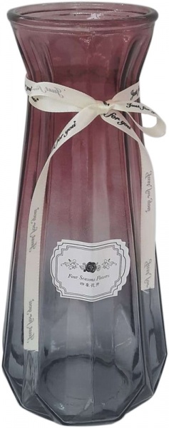 Ваза стеклянная розово-серая Crystal Fiona 30 см YIWU