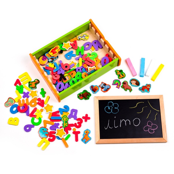 Набір магнітний Vladi Toys 2 в 1 Абетка та математика в дерев’яній коробці VT5411-17