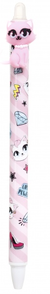 Ручка гелева напиши-зітри миле кошеня фіолетова 