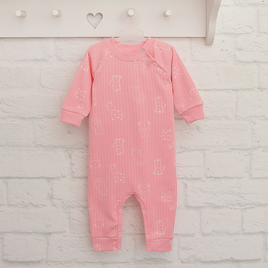 Ромпер-реглан для девочки Blanka Животные р.56-62 розовый 110836