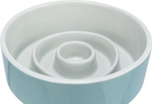 Миска Trixie для собак медленное кормление серый с голубым керамика 0,45 л 14 см (24520)