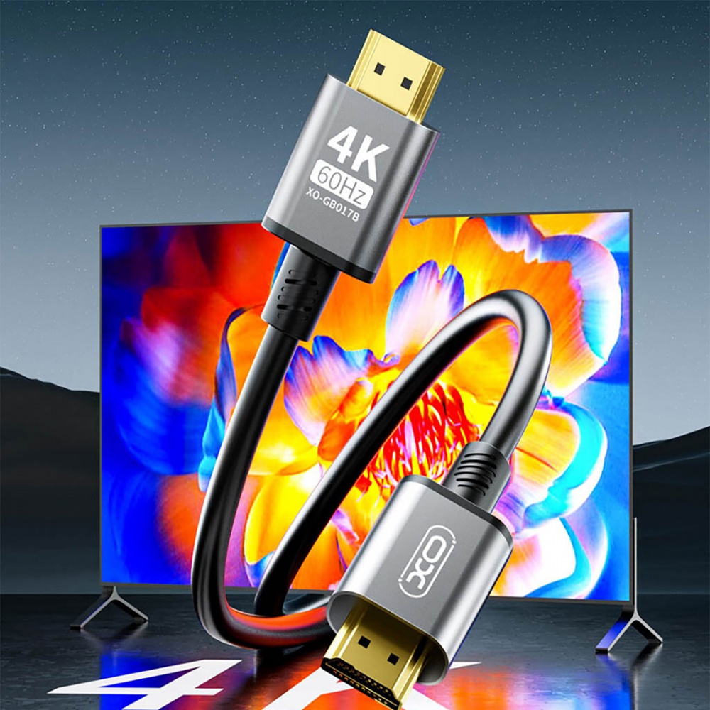 Кабель Xo GB017B-HDMI to HDMI v2.0 5 м сріблястий (GB017B-HDMI.tranish)
