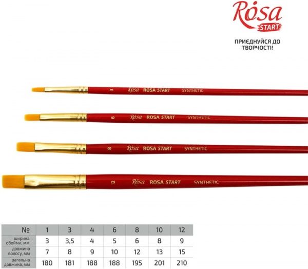 Кисть плоская № 12 Rosa Start 