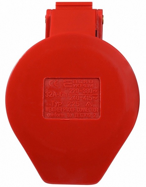 Розетка силовая переносная с заземлением АСКОУКРЕМ ГП 32А/5 3Р+N+РЕ (225) красно-белый