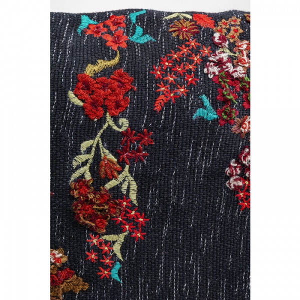 Подушка Вышитые цветы 40x60 см черный KARE Design 