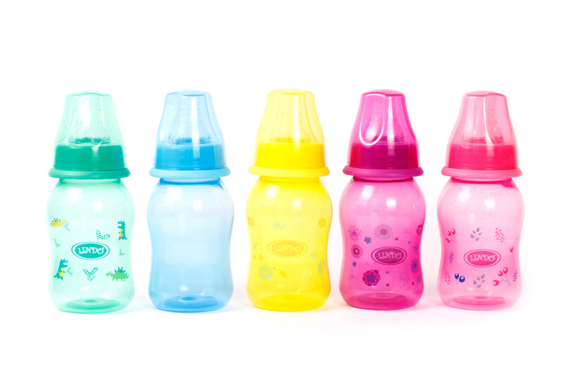 Пляшка Lindo вигнута з силіконовою соскою 125 мл LI 132
