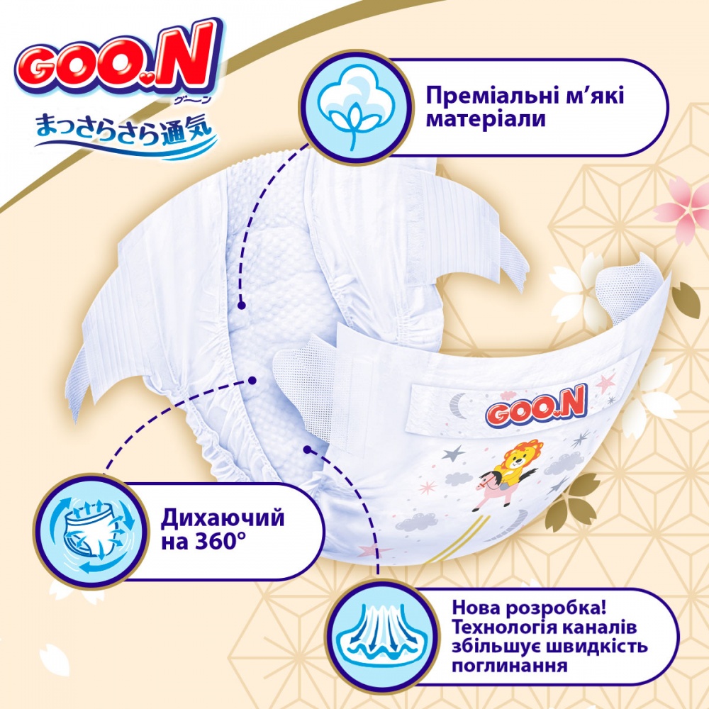Подгузники Goo.N Premium Soft для детей S 3-6 кг 70 шт.