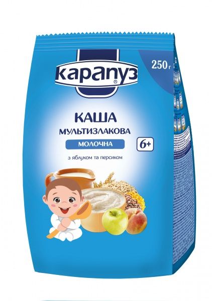 Каша молочная Карапуз от 6 месяцев з яблуком і персиком 4820012000937 250 г 