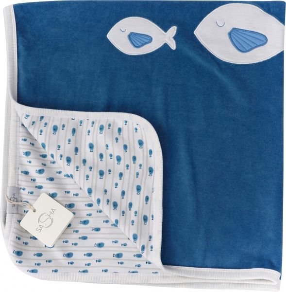 Плед Sasha детский Essence Рыбки 90*90 синий 115/14 