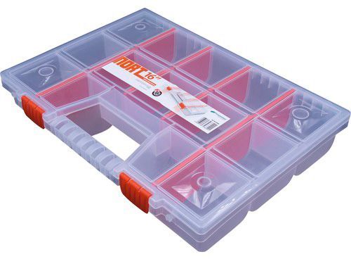 Органайзер для мелких деталей для метизов Prosperplast прозрачный (390x290x65) 14 секций (NORT16) 16