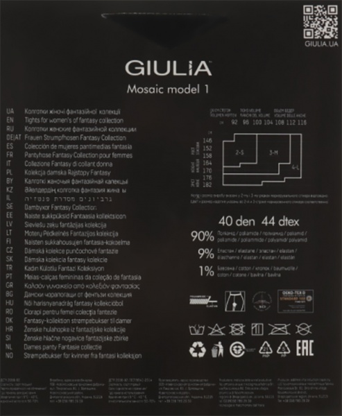 Колготки Giulia Mosaic 40 den MOSAIC 40 4 черный