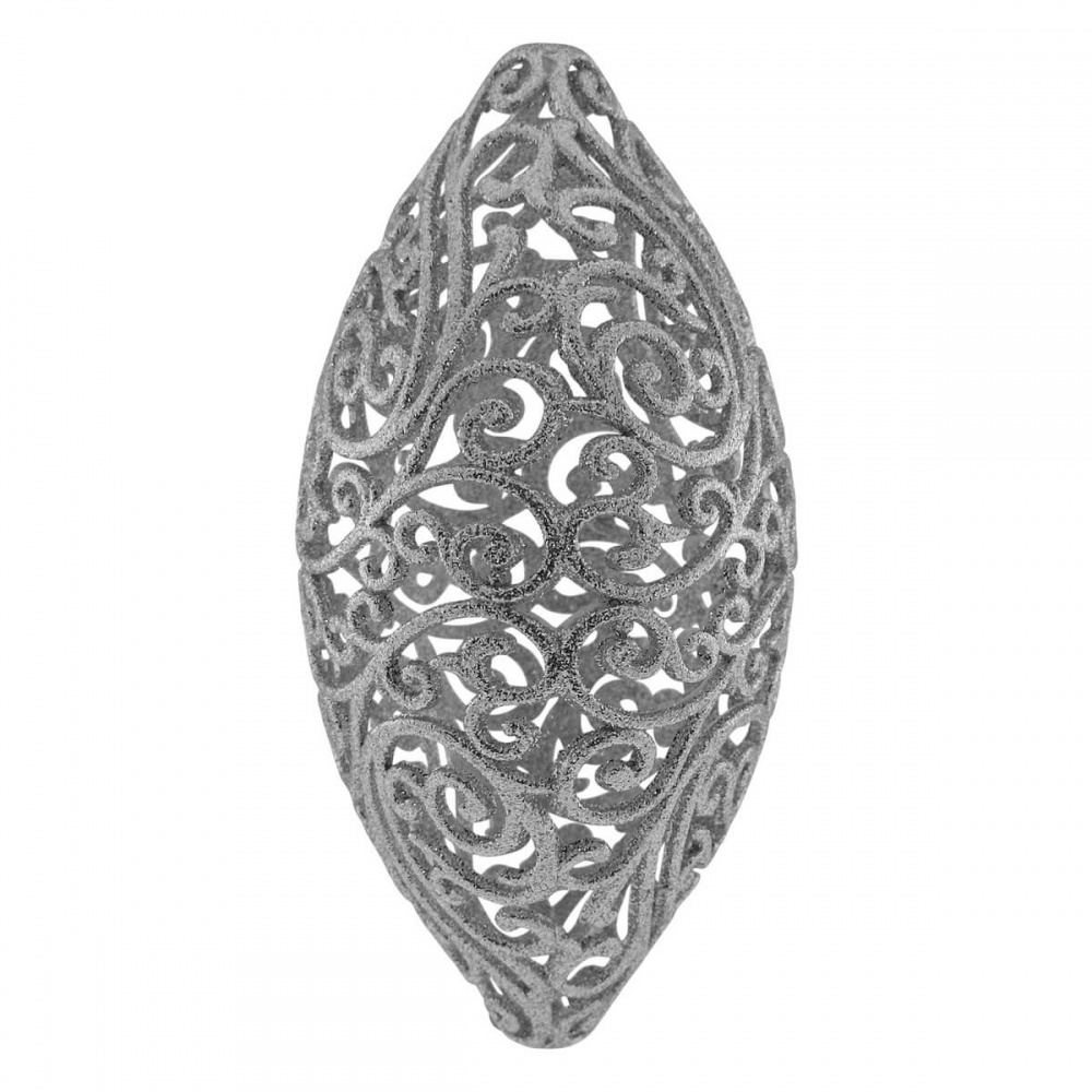 Ялинкова іграшка Овал ажурний малий 11 см срібний