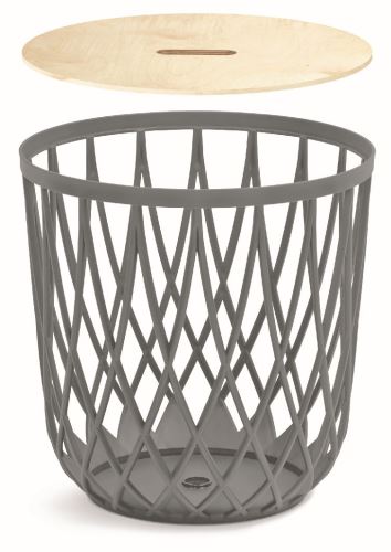 Кошик ажурниф з дерев`яною кришкою багатофункціональний 20 л, 337х292 мм, сіра