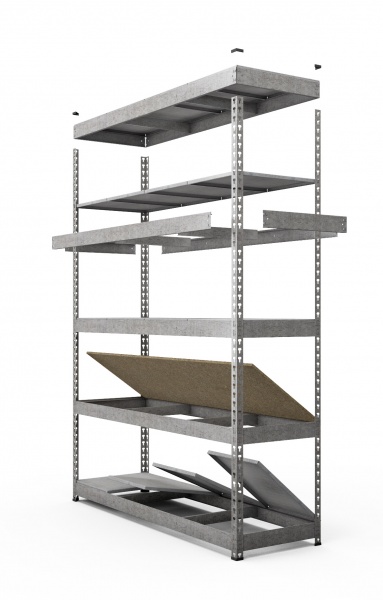 Стеллаж металлический Меткас сталь 2160x1600x500 мм полка 5 шт. ДСП цинк 