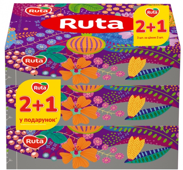 Салфетки бумажные в коробке Ruta белые 2+1 450 шт.