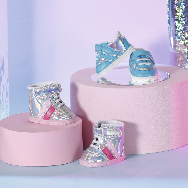 Обувь для куклы Zapf Baby Born серебристые кроссовки 831762