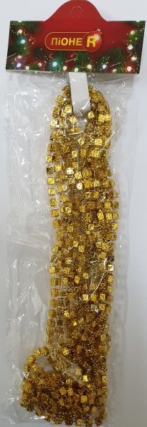 Намисто для ялинки Гральний кубик 5 м золото 