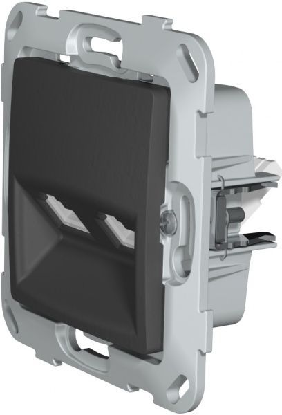 Розетка компьютерная двойная двойная Plank Electrotechnic Classic/Nordic антрацит PLK0741241