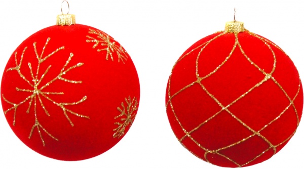 Набор елочных шаров с орнаментом T21-34 красный d80 мм 6 шт./уп. 