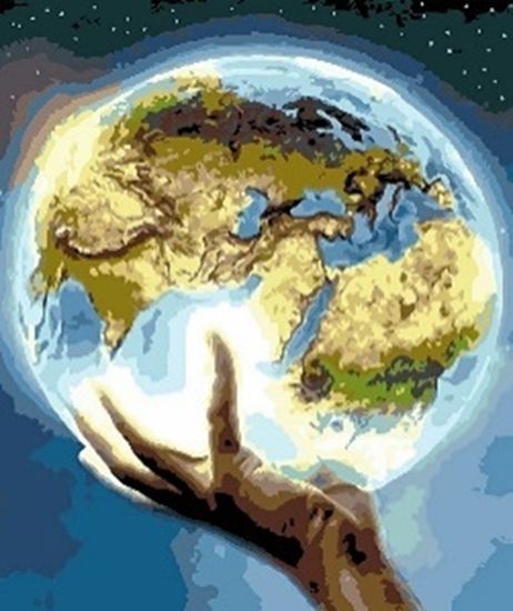 Набір для творчості зі стразами на підрамнику Весь світ на долоні 40x50 см Діамантові ручки 