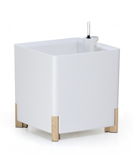 Горщик пластиковий Mondum Медітеранео 40x45x36 см (ніжки коричневі) квадратний 36 л білий 