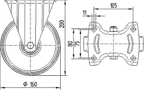 Колесо неповоротное 3478 DVR 160 Р63 TENTE 
