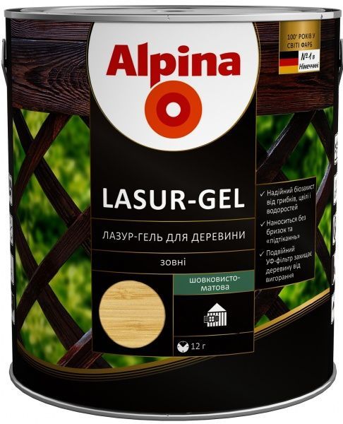 Лазурь Alpina Lasur-Gel сосна шелковистый мат 0,75 л