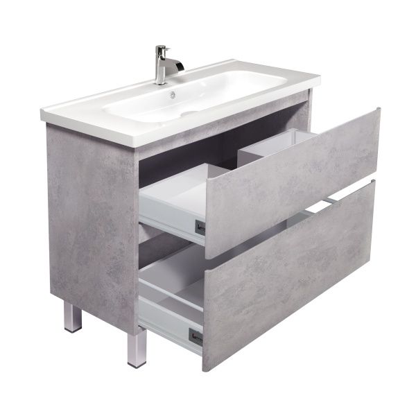 Тумба Мойдодыр Палермо светлый бетон 100 см c умывальником ID-100