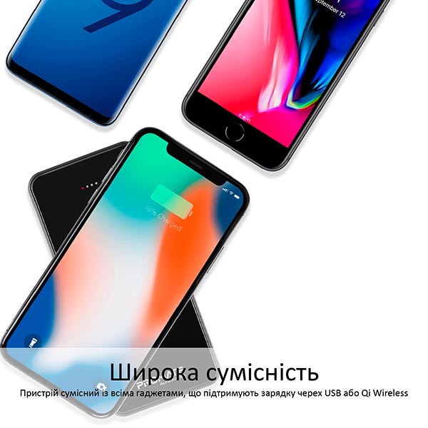 Зовнішній акумулятор (Powerbank) Promate AuraVolt-10+ 10000 mAh black (auravolt-10+.black) з бездротовою зарядкою