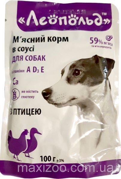 Консерва Леопольд для собак в соусе с птицей 100 г
