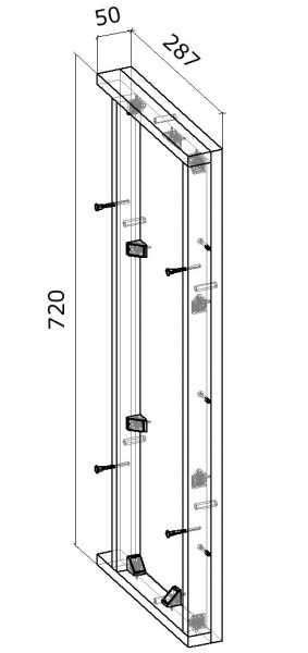 Шкаф верхний Грейд под пилястру (стандарт) 50x720x300 мм серый 