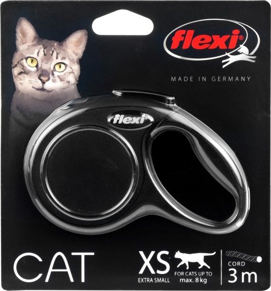 Поводок-рулетка FLEXI CAT XS черный до 8 кг 3 м