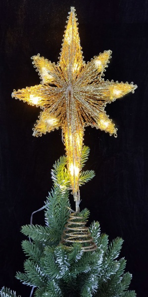 Верхівка для ялинки зірка різдвяна 20х34 см 10 LED білий 