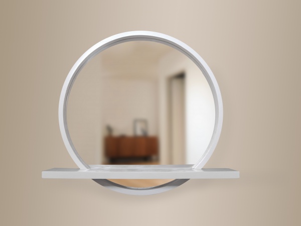 Зеркало с полкой Luxury Wood Sunrise ясень снежно-белый D600 мм 