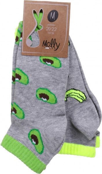Комплект шкарпеток Молли № 5 авокадо + банани р.18–20 сірий 