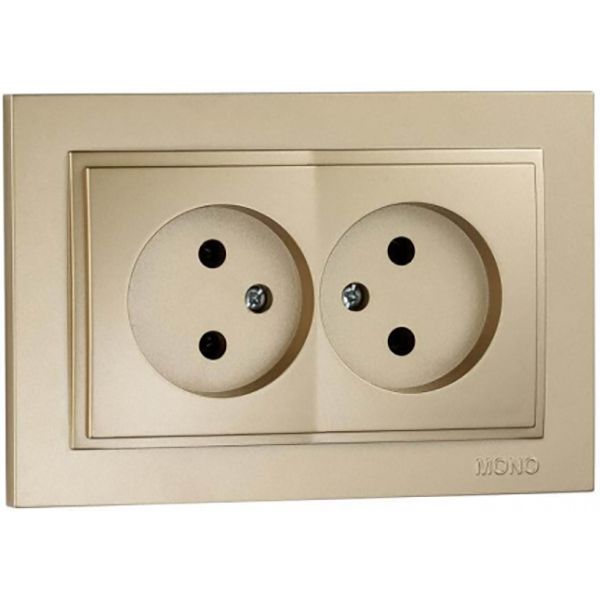 Розетка подвійна без заземлення Mono Despina без шторок без кришки титановий 102-222205-121