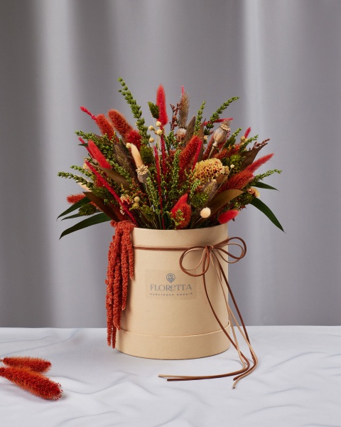 Цветочная композиция Floretta в шляпной коробке Цветочный сюрприз17x25 см