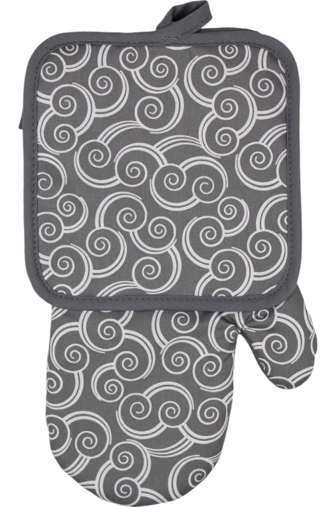 Набор кухонный прихватка и варежка Luna Nami серый La Nuit