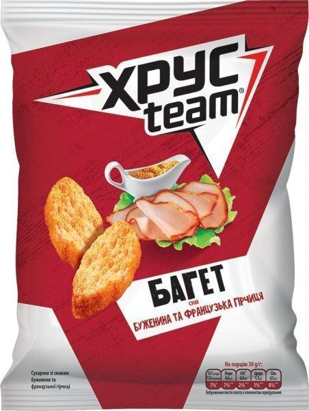 Сухарики ХрусTeam Багет со вкусом буженины с французской горчицей 60 г (4823063111850) 