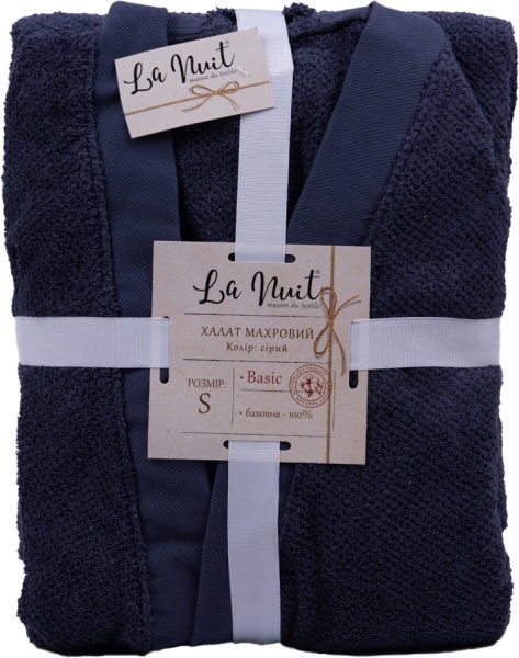 Халат махровый La Nuit Rice Gray р. XS серый 
